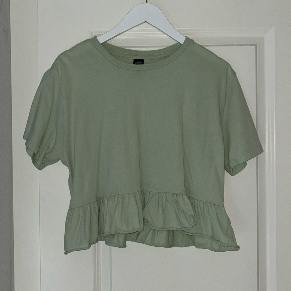 Sage Green Ruffled Top
